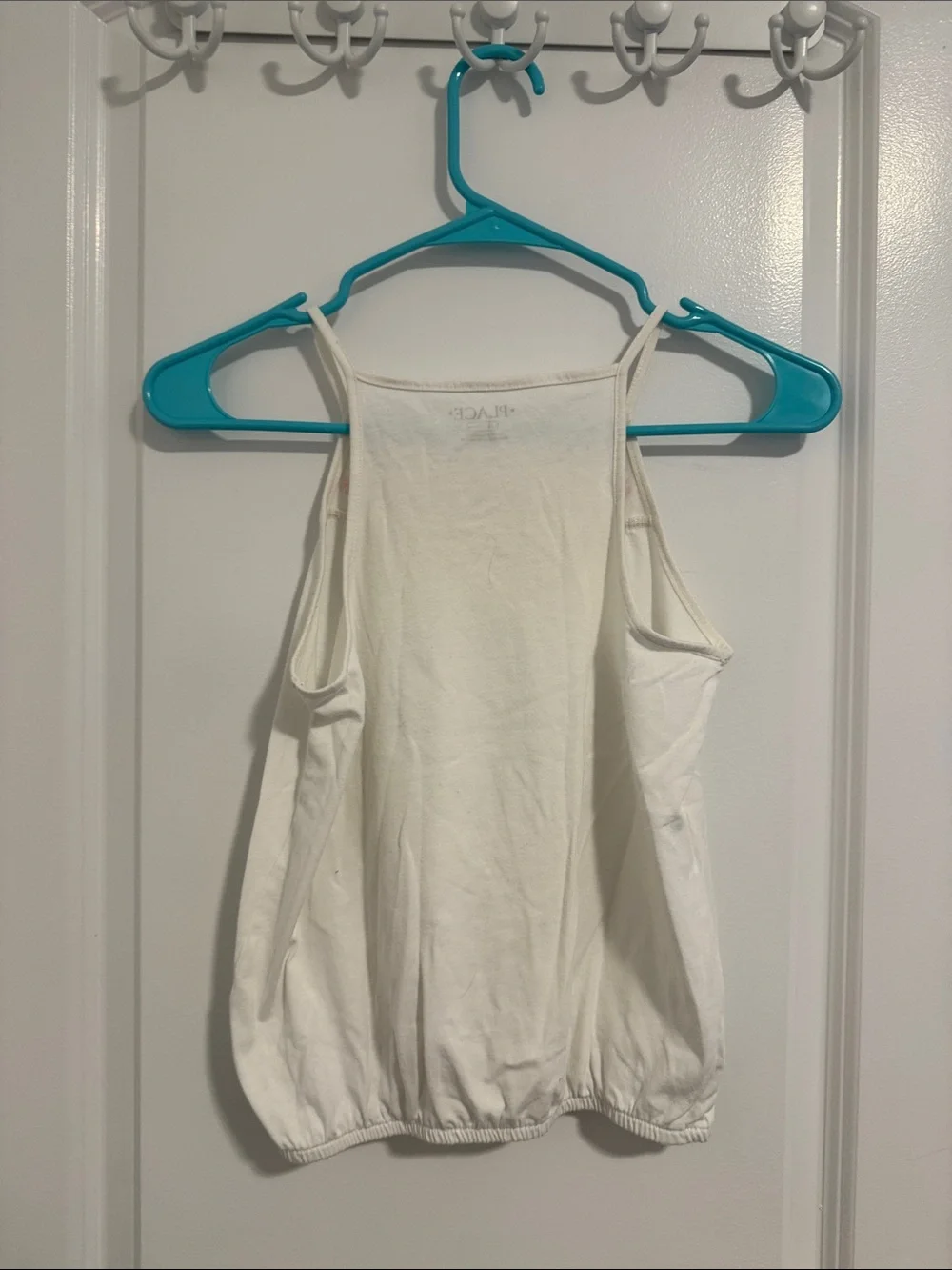 The Children's Place White Tank Top with Pink & Teal Embroidery